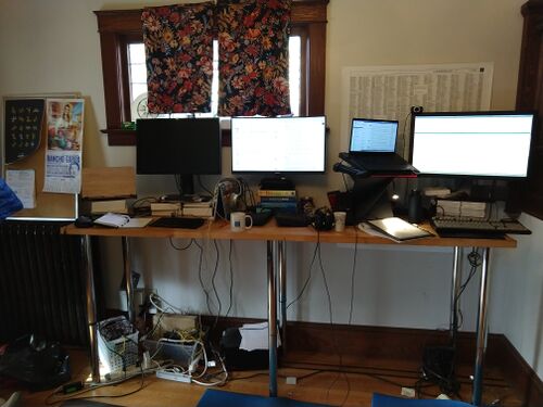 Mako (panorama of the 3-person standing desk at Extraordinary Least Squares)